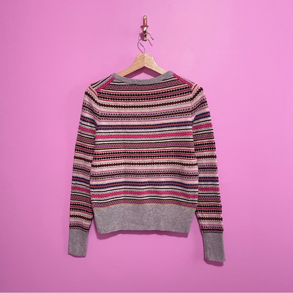 GAP Fair Isle Wool Blend Sweater Small Grey Multicolor Stripe - Picture 6 of 8